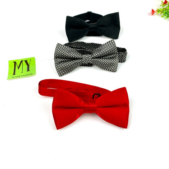 Vintage Bow Ties Red Silk Bow Tie Checkered Black… - image 1