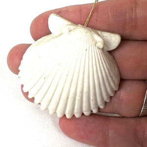 VIntage Ceramic Ornament - White Scallop Sea Shell Ornament - Beach Lover Gift Idea - Coastal Decor My40YearCollection