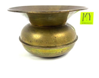 Vintage Brass Spittoon Chamber Pot Rustic Decor Antique Brass Vase Farmhouse Primitive Accent