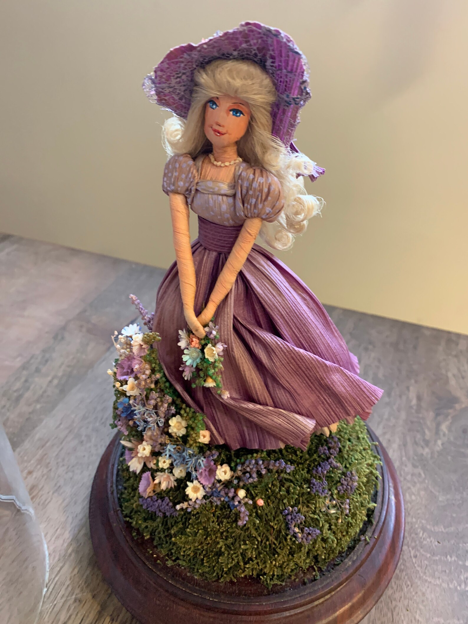 Vintage Peggy Kilgore 1989 Corn Husk Doll in Glass Dome Etsy