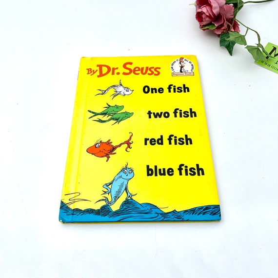1960 by Dr. Seuss One Fish Two Fish Red Fish Blue Fish Hardcover Beginner  Books Collectible Children's Book My40yearcollection 