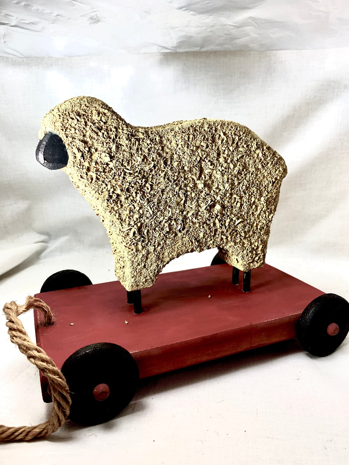 Vintage Wooden Pull Toy Sheep Etsy