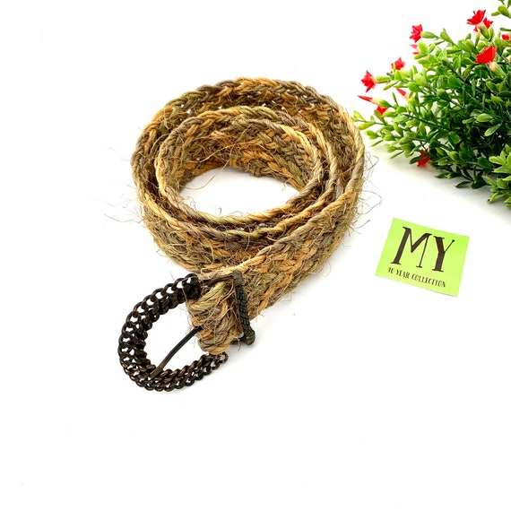 Vintage Ladies Braided Natural Jute Twine with Br… - image 2