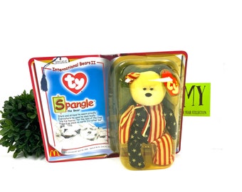 Vintage TY Beanie Baby - Spangle The Bear - McDonalds Toy - New In Box Red White & Blue Bear - Collectible My40YearCollection