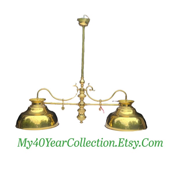 Vintage Brass Ceiling Lighting - Two Dome Ceiling Hanging Pendant Lighting - Pool Table Lighting - My40yearCollection