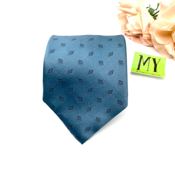 Vintage DKNY All Silk Neck Tie Baby Blue Gray Diamon Motif - Etsy Singapore