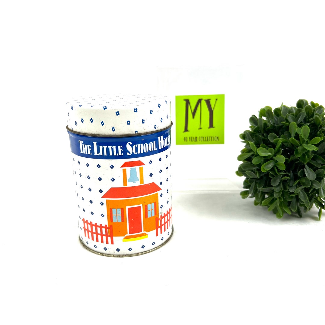 Vintage Small Tin Canister the Little School House Etsy