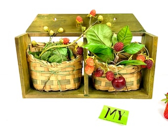 Décoration murale vintage pour corbeille de fruits artificielle : jardinière de ferme rustique