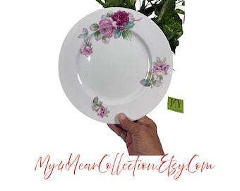 Vintage Regina China Dinner Plate Pink Rose Floral Porcelain Replacement Plate Cottage Tableware