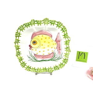 Vintage Plate - Zanholli Fish Platter - Made in Italy - Handpainted - Yellow Fish Plate - My40YearCollection