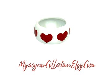 Vintage Ceramic Heart Dish Red Hearts Valentine Decor Trinket Bowl Mid Century