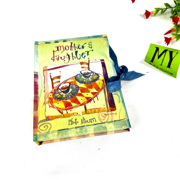 Vintage Folk Art Mother and Daughter Photo Album Ribbon Closure Tie Scrapbook Mothers Day Gift Idea My40YearCollection