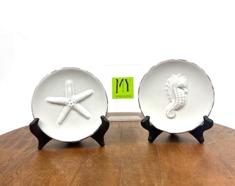 Vintage Embossed Sea Life Plate – Mud Pie Coastal Decor (5 inch)