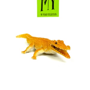 Vintage Orange Crocodile Toy – Hard Plastic Alligator Figure – Made in China – Retro Animal Figurine - My40YearCollection