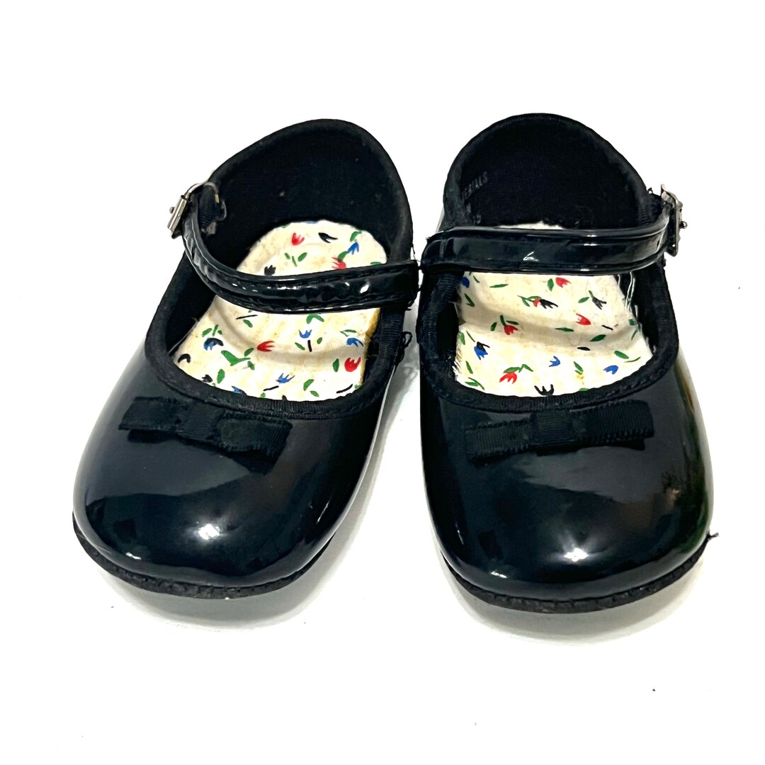 Adorable Vintage Black Baby Girl Shoes Size 1 Mary Janes With Etsy