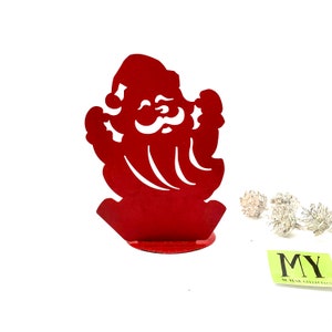 Vintage Cut Out Tin Santa Claus Tea Light Candleholder Christmas Decor Santa Decor Red Candleholder My40YearCollection