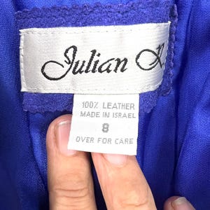 Vintage Leather Pant Suit Set: Julien K Purple Abstract Jacket, Size 8-10 image 4