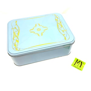 Vintage Large Blue with Gold Scroll Tin Keepsake Box Disney Princess Decorative Tin Canister My40YearCollection