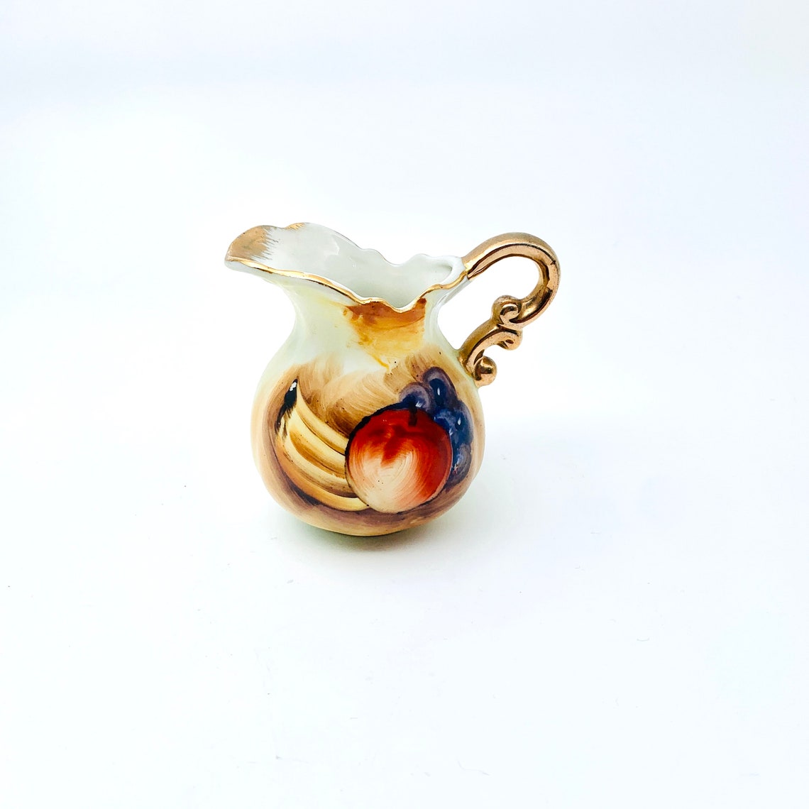 Vintage Enesco E2359 Mini Porcelain Pitcher Hand Painted Fruit Etsy