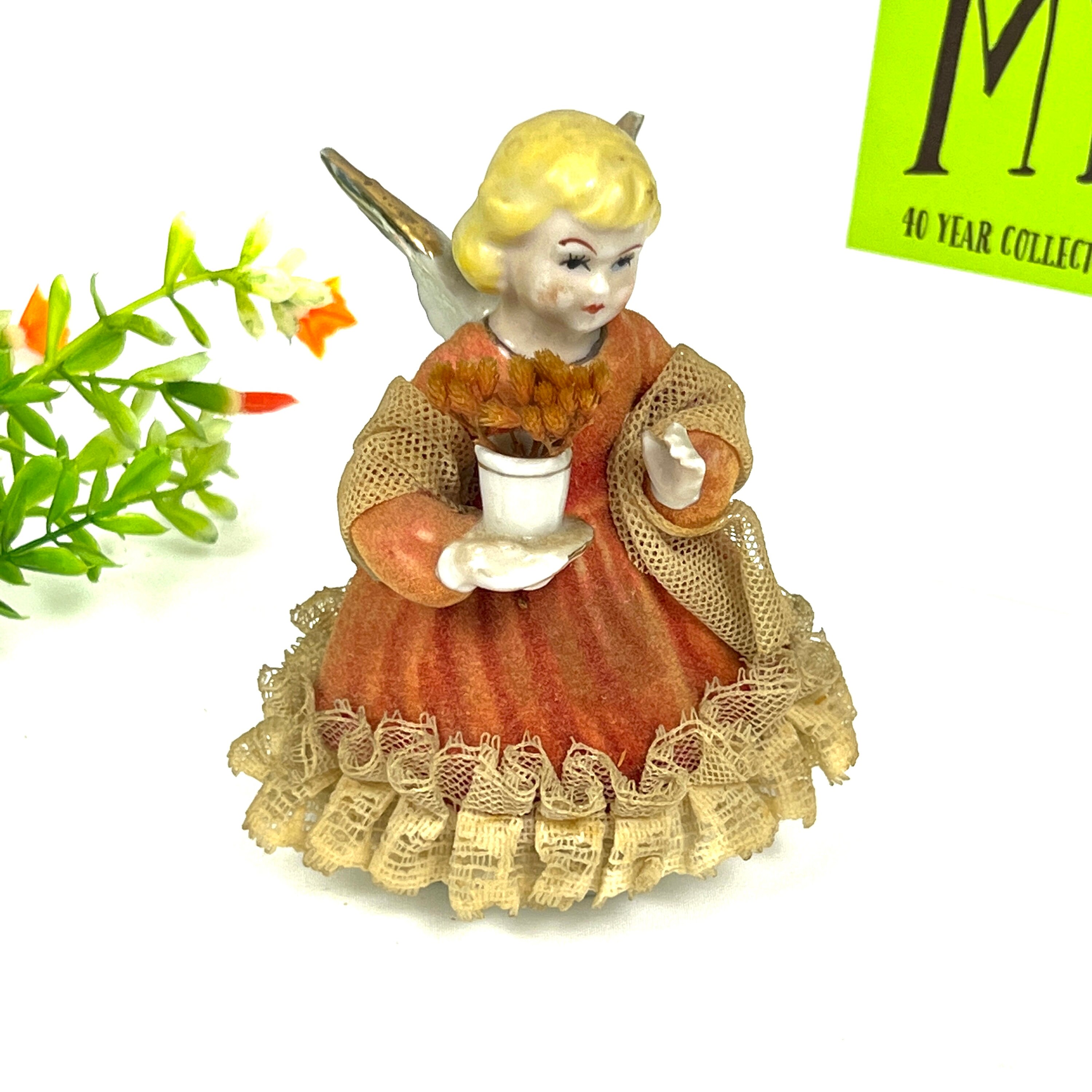 Vintage Angel Figurine Made in Japan Orange Valor Stiffened Etsy