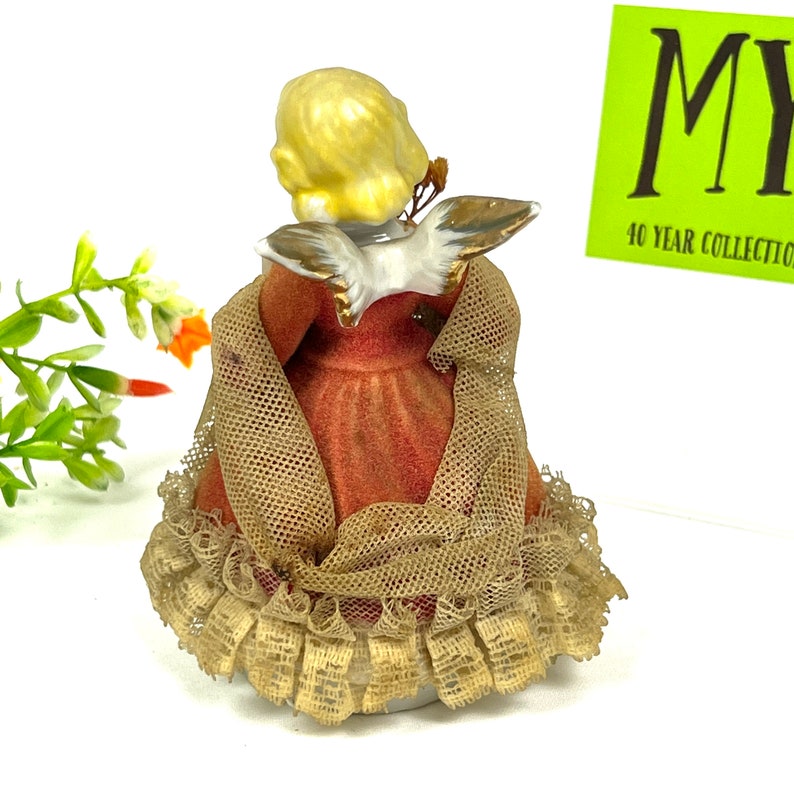 Vintage Angel Figurine Made in Japan Orange Valor Stiffened Etsy