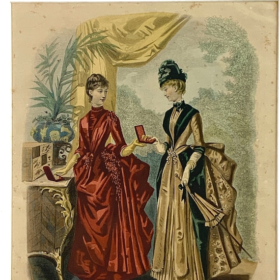 1886 La Mode Illustree Print: Hand-colored Victorian Fashion Plate