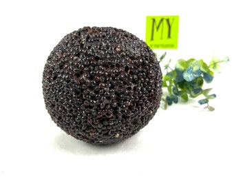 Vintage Handcrafted Dark Brown Ball - Textured Current Like Sphere - Decorative Sphere - Prop - Decor - My40YearCollection