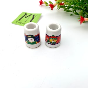 Ceramiczne, miniaturowe świeczniki na naparstki w stylu vintage