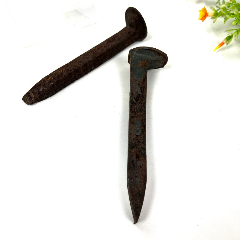 Vintage Pair of Rusty Railroad Rail Spike Nails Industrial Etsy