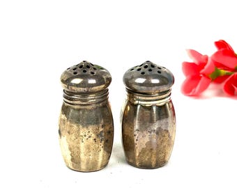 Antique Amston Sterling Silver Mini Salt and Pepper Shakers