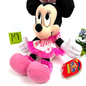 Vintage 1990-tals Mattel Minnie Mouse plysch med etiketter Mickeys prylar för barn bild 13