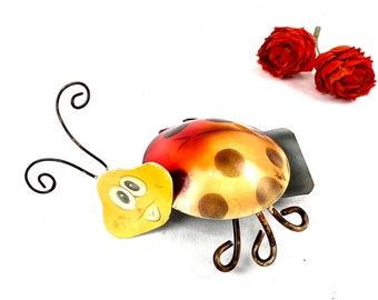 Vintage Magnet - Anthropomorphic Metal 3D Lady Bug - Metal Planter Decor - My40YearCollection