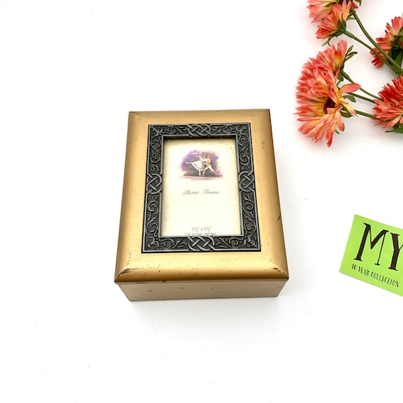 Vintage Small Rectangular Photo Frame Jewelry Box Com… Gem