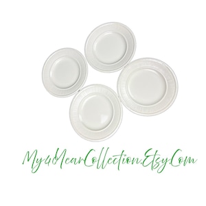 Vintage Salad Plate - Edme Wedgewood - Made in England - Off White Ribbed - Set of Four - My40YearCollection