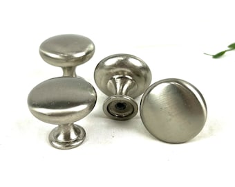 Vintage Mushroom Brushed Nickel Cabinet Knobs - Set of 4
