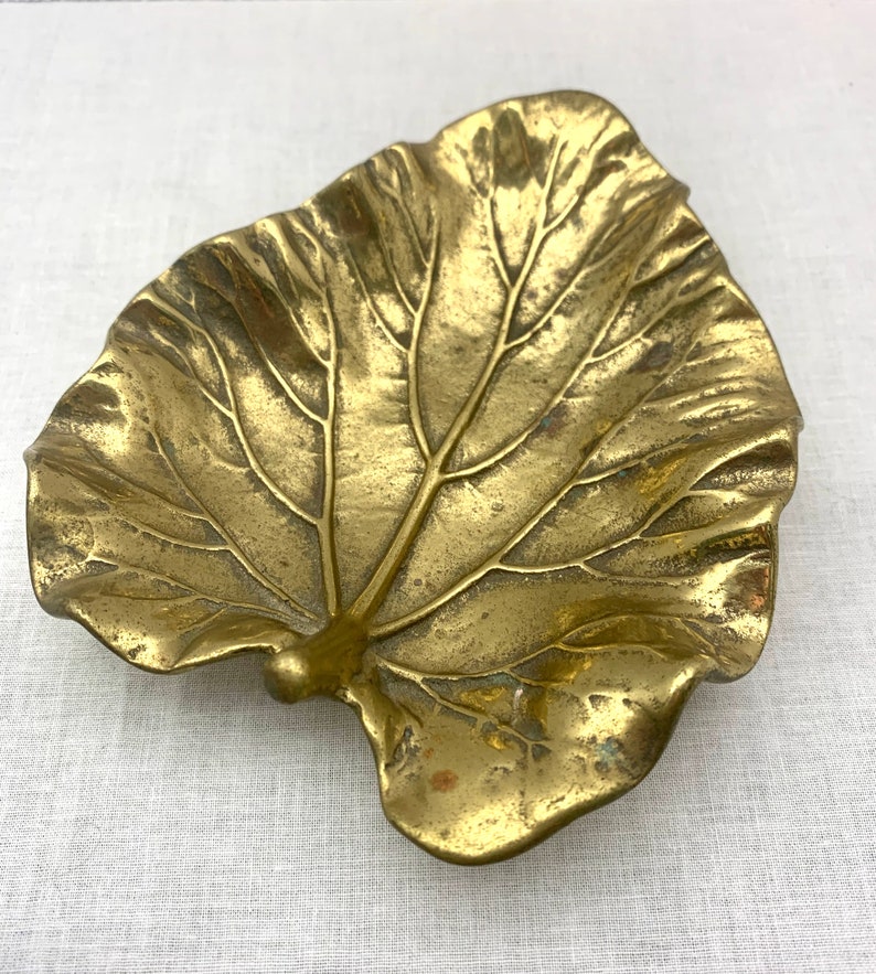 Vintage Brass Rhubarb Leaf Tray Virginia Metalcrafters Gold Etsy