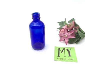 Beautiful VIntage Decorative Cobalt Blue Glass Bottle Small Decorative Bottle NO LID SS F3 Medicine Bottle My40YearCollection