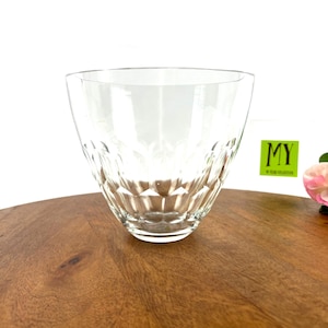 ヴィンテージ ボウル - 花瓶 - プランター - ヴェラ ウォン リード クリスタル クリア - テーパード ハニカム - 欠けあり - My40YearCollection。