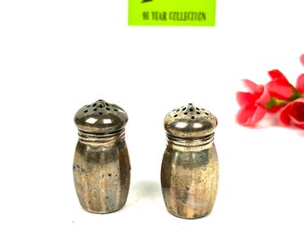 Antique Amston Sterling Silver Mini Salt and Pepper Shakers