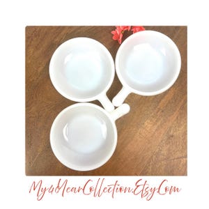 Vintage Bowls - GlasBake - White Milk Glass Bowls with Handle - Chilli Bowl Soup Bowl - Sold Separately - - My40yearCollection