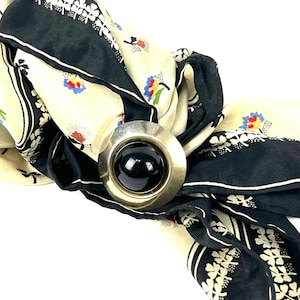 Vintage Scarf Clip - Gold Tone with Ebony - Scarf Accessory Simple Elegant Costume Jewelry Gift My40YearCollection