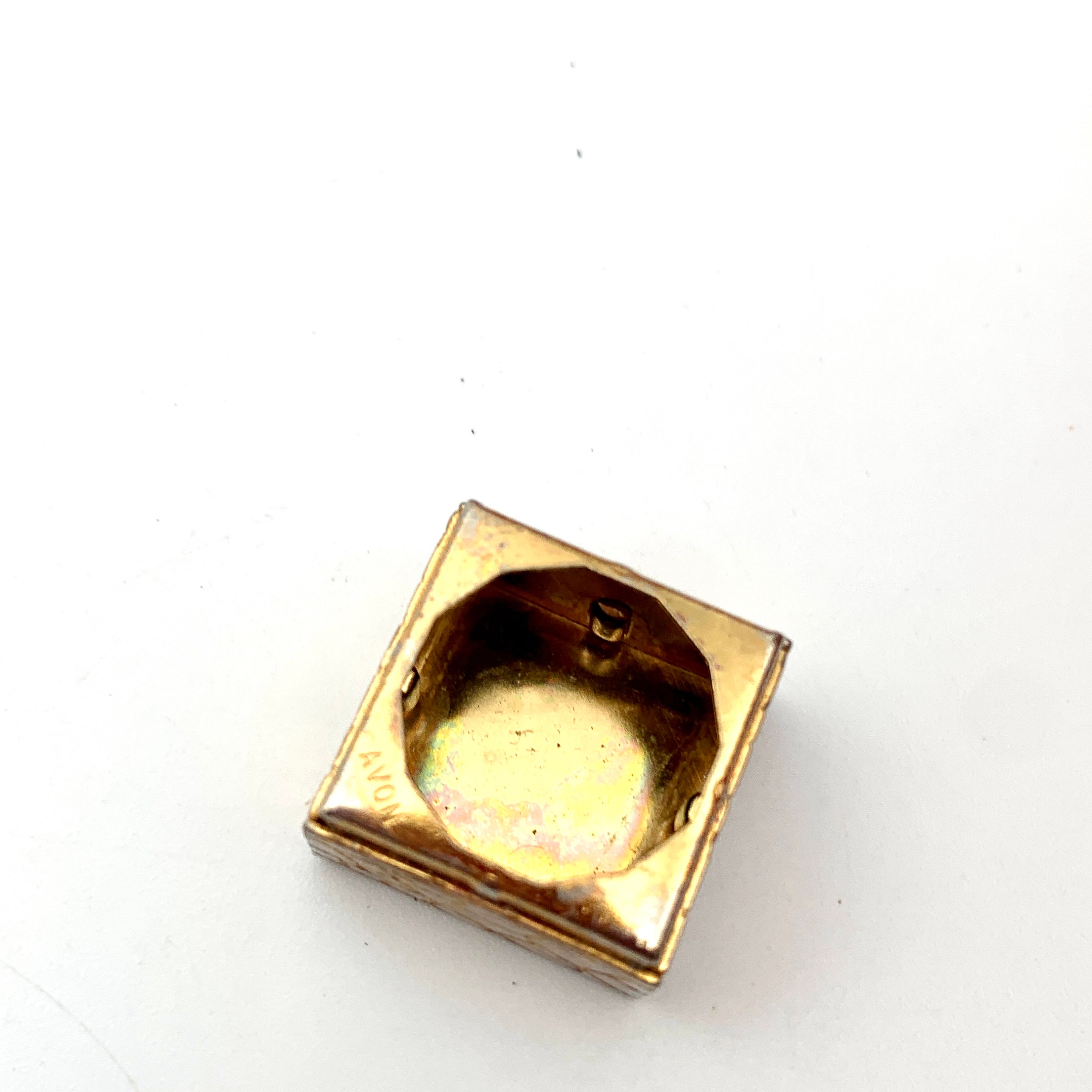 Vintage Avon Lipstick Case Stamped Goldtone Metal Mirror