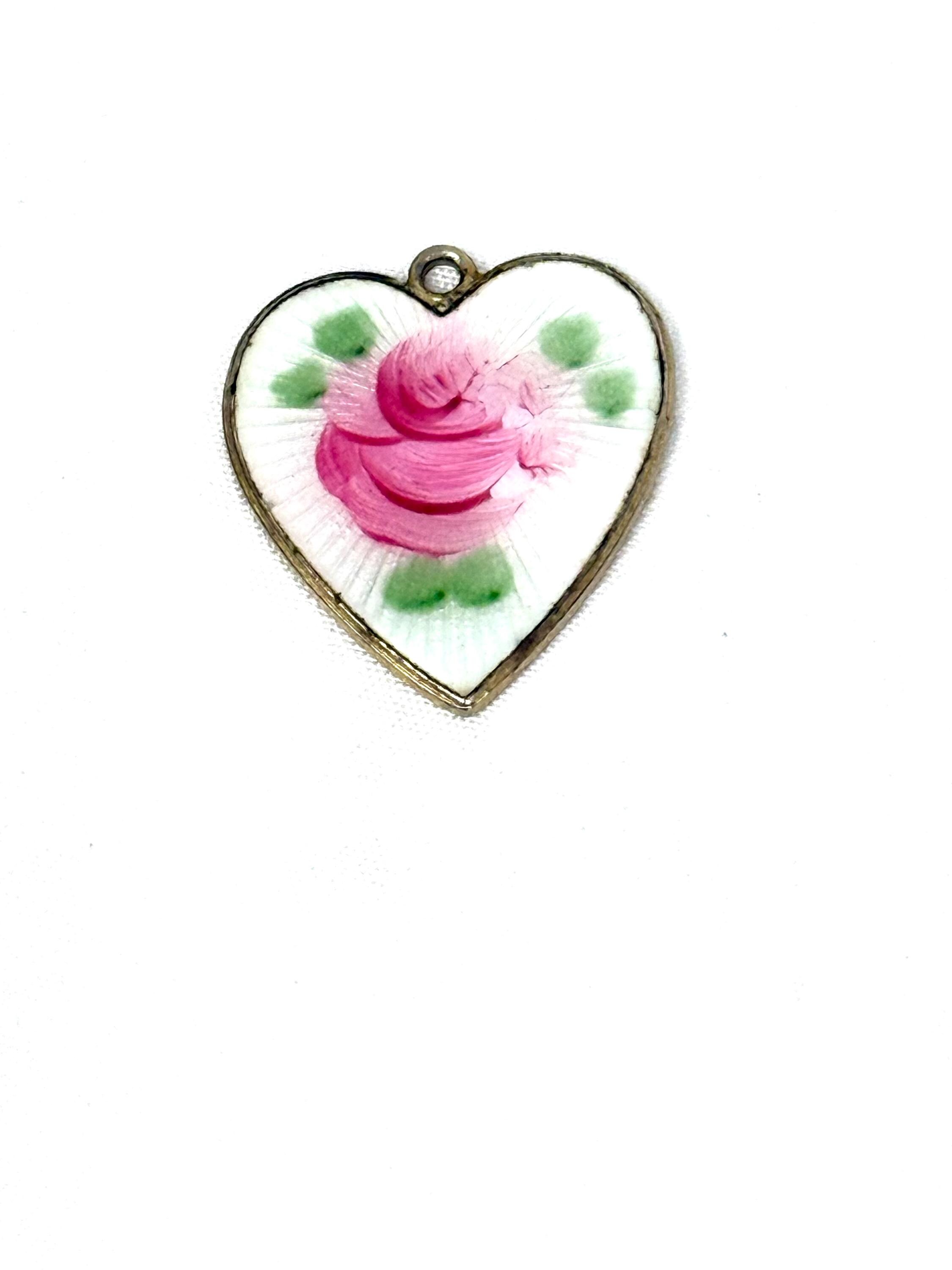 Vintage Sarah Coventry Enamel Heart Pendant With Hand  display picture 1