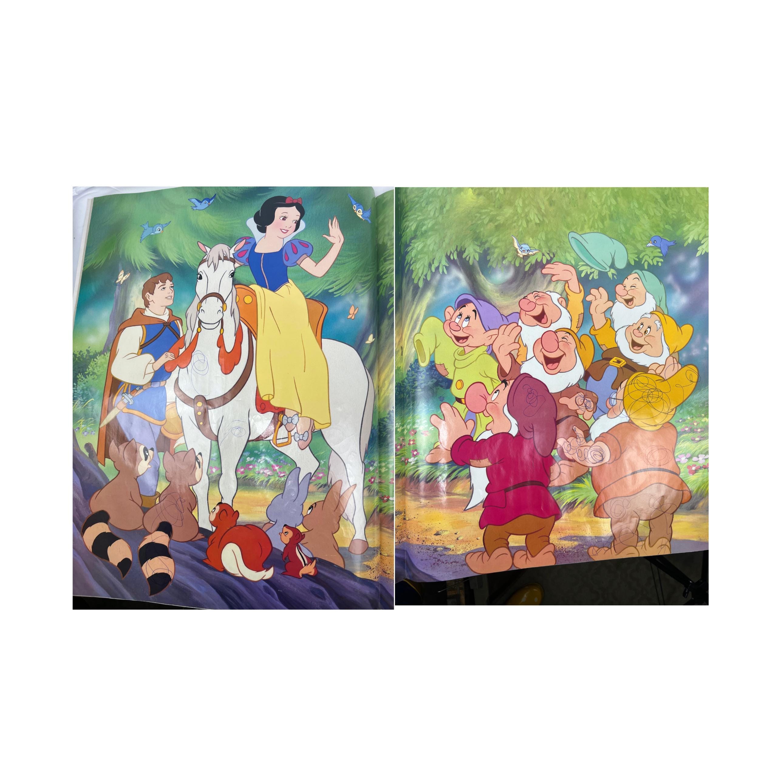 ディズニー　Toby作　　オールキャスト（白雪姫まで）下絵（えんぴつ書）額装 ディズニー Toby作 オールキャスト（白雪姫まで）下絵（えんぴつ書