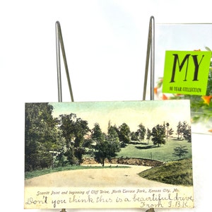 Cartão postal antigo - Kansas City Missouri Terrace Park Scarritt Point início da Cliff Drive - Ephemera - My40YearCollection