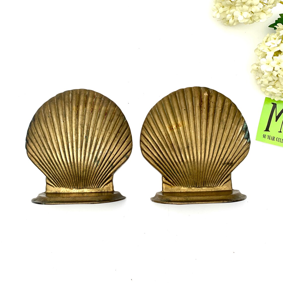 Vintage Solid Brass Clam Shell Bookends Brass Coastal Decor Etsy