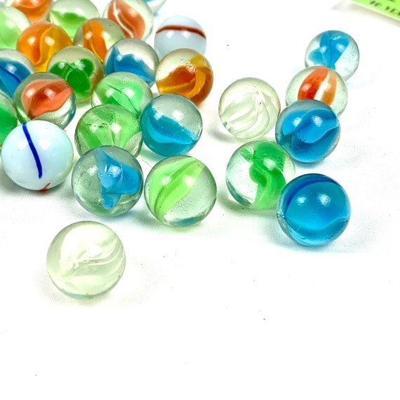 ヴィンテージガラスビー玉：懐かしのおもちゃコレクション、35ピース