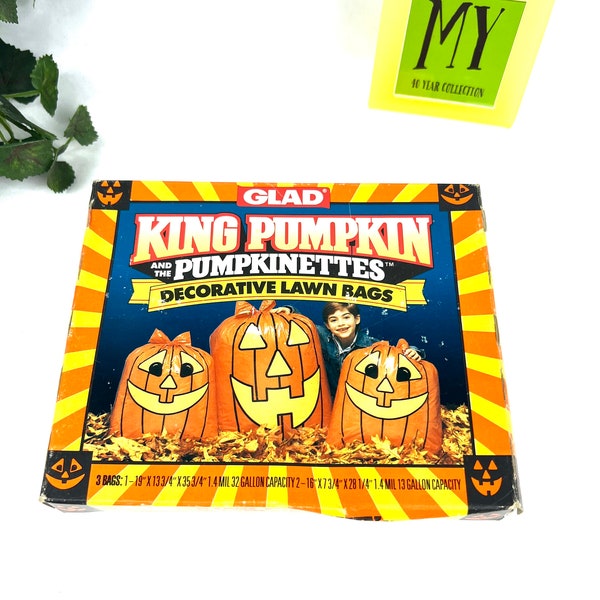 Vintage Halloween - King Pumpkin Pumpkinettes - Decorative Lawn Bags - Glad - Advertisement - My40YearCollection