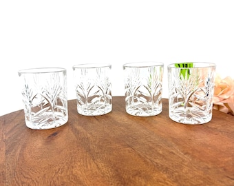 Zestaw podwójnych szklanek Waterford Crystal Brookside Old Fashioned, cztery zabytkowe szklanki do whisky, irlandzkie naczynia barmańskie