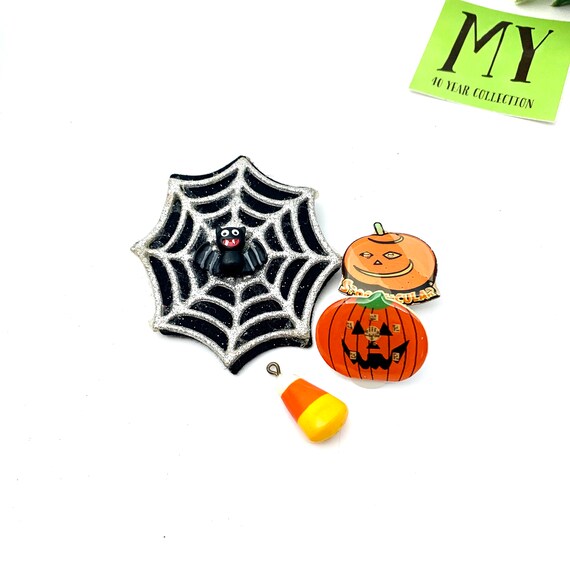 Vintage Halloween Pins Spider Web, Candy Cane Pen… - image 7